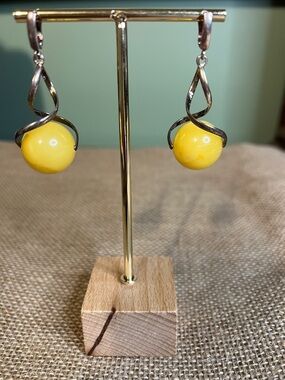 Yellow Ball Drop Twist Earrings - Brand